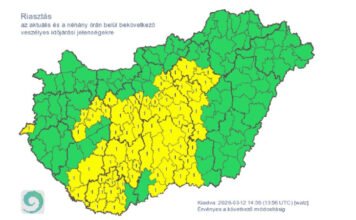 Tizenegy vármegyére adtak ki riasztást zivatarok miatt