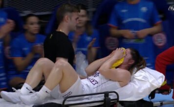 Sín rögzíti a lekönyökölt női kosaras, Papp Dia törött állkapcsát